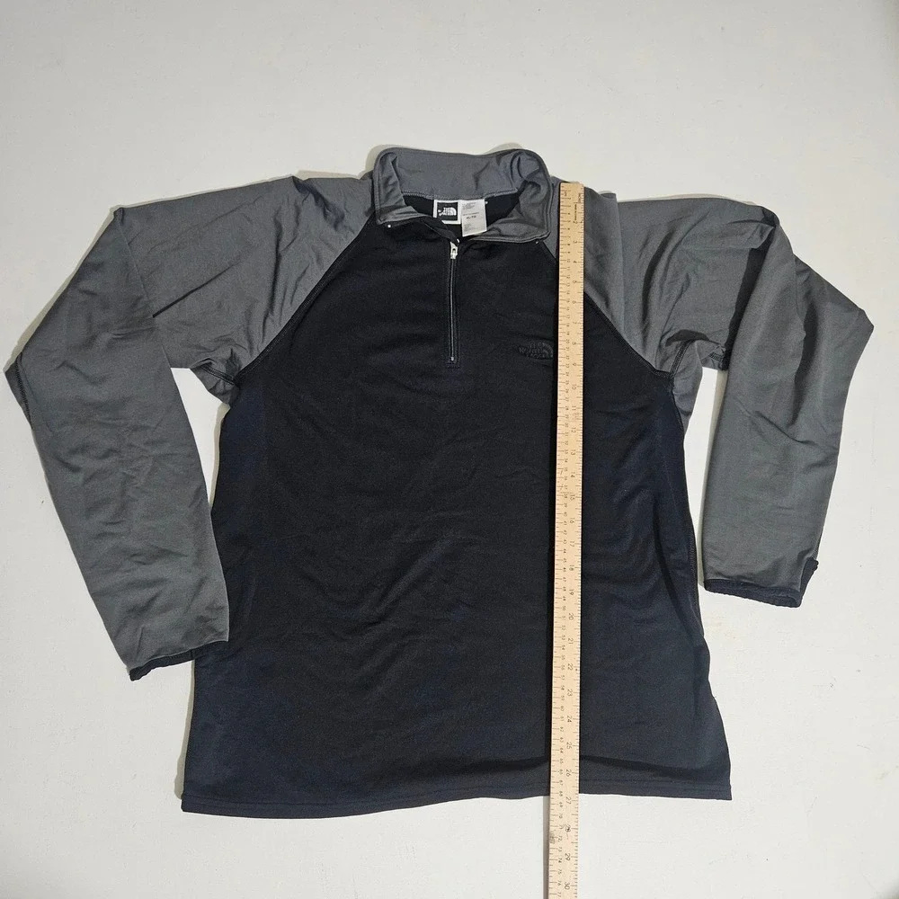 The North Face Mens XL 1/4 Zip Pullover Black Grey Raglan Long Sleeve Shirt